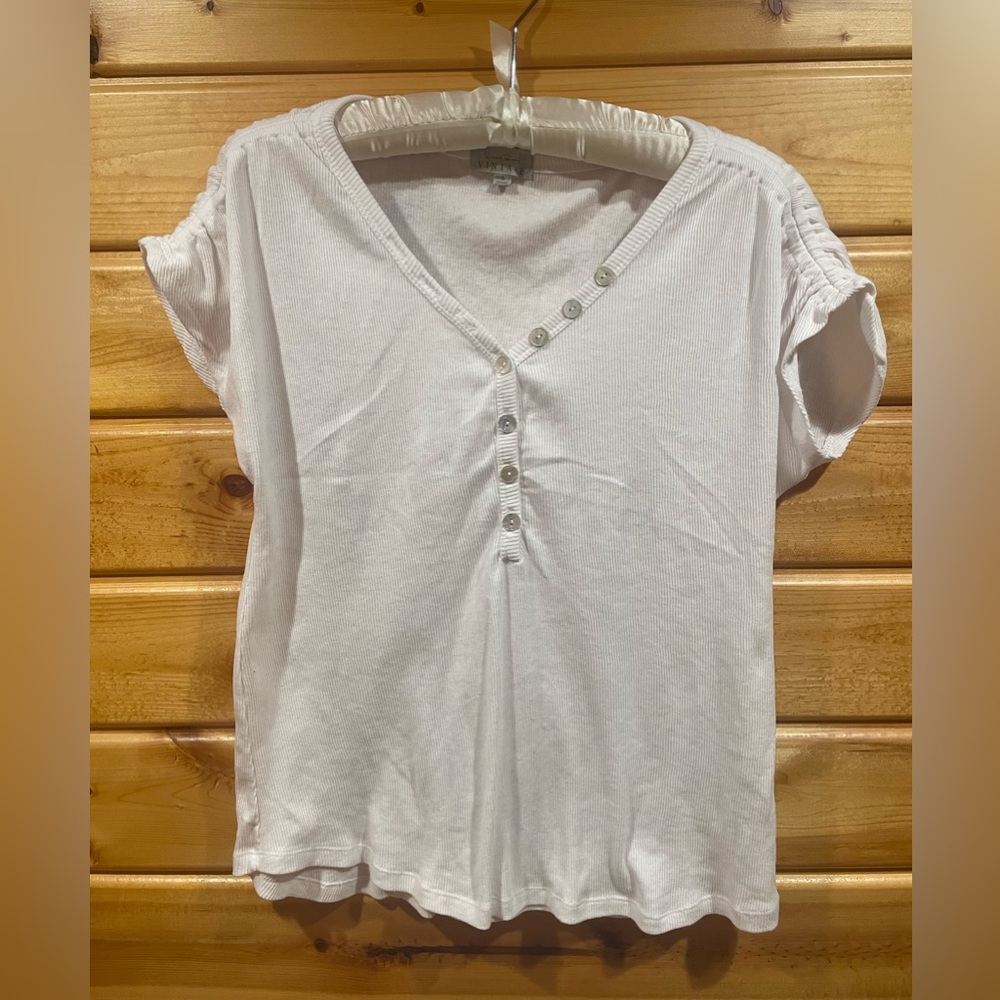 French Laundry Vintage White Ribbed Top